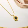 Pendientes de lujo con diseño de nicho de entrada francesa, estilo retro, con fritillaria descolorida, collar de acero de titanio, joyería para mujer, cadena de suéter con clavícula.