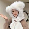 Gorro de lana grande de invierno con cuello y bufanda de una pieza, grueso, forrado con vellón, resistente al viento, cálido, bufanda de cachemir para el cuello, conjunto de dos piezas con capucha para ciclismo.