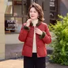 Ropa de Otoño e Invierno para Mamá Chaqueta de Algodón Holgada Elegante Nuevo Estilo Chino para Mujeres de Mediana Edad y Mayores Moda de Invierno Cálida Chaqueta Pequeña de Algodón con Cuello Alto