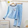 Amazon 2025 Novo Pijama Infantil Meninas Primavera e Outono Manga Longa Crianças Meninas Meninos Crianças Médias e Grandes Roupas de Casa de Outono