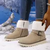 Sapatos de algodão 2025 em estoque desejo pelúcia quente inverno botas de neve femininas fivela de couro nova chegada dropshipping zíper lateral tamanho grande