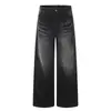 Pantalones de pana blanca desgastada, pantalones largos holgados de pierna ancha, pantalones rectos básicos versátiles casuales de estilo callejero americano para hombre