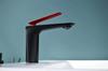 Kaiping Youjia Grifo de Lavabo de un Agujero Grifo para Lavado de Cara Negro + Rojo Grifo para Lavabo Bajo Encimera 30460
