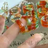 Anillo de Ágata Calcedonia Natural Color Pavo Real, Anillo de Calcedonia Roja y Verde de Jade Multicolor para Mujer, Regalo para Mejor Amiga