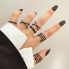 Conjunto de anillos negros de AliExpress para mujer, sencillos, de estilo Xi Feng Ha, de 9 piezas, al por mayor.
