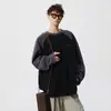 Sudadera Térmica de Manga Raglán Color Block de Moda para Hombre, Ropa Interior Suelta Casual de Invierno Oversize para Adolescentes