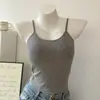 Camisola de Algodón Acanalado Estilo Nuevo Primavera y Verano para Mujer con Copas, Capa Base Ajustada, Top de Espalda Belleza Puro Deseo, Estilo Transmisión en Vivo