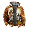 2024 transfronterizo nuevo Halloween forro polar engrosado doble forro terciopelo grueso acolchado de algodón chaqueta cremallera bolsa para excavar chaqueta acolchada de algodón cálida