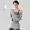 Blusa Esportiva Grande com Decote U para Treino de Pilates para Mulheres, Cobrindo o Bumbum, Manga Morcego Solta Preguiçosa, Top Longo para Yoga