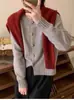Cardigan de Punto Grueso 100% Lana para Mujer, Cuello Redondo con 26 Botones Dorados, Nuevo Estilo Otoño e Invierno, Suéter de Punto Holgado, Estilo Relajado, Adelgazante, Abrigo Vintage