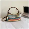 Bolso Tejido Arcoíris para Mujer, Nuevo Tendencia Verano 2026 Bolso de Hombro para Vacaciones en la Playa, Bolso Cruzado de Paja para Viajes