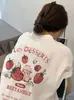 2026 Nova Camiseta de Verão Fofa com Estampa de Morango Doce para Mulheres, Regata Solta de Corte Justo