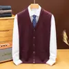 Chaleco de Punto con Tacto de Lana para Otoño e Invierno para Hombres de Mediana Edad Cárdigan Casual de Negocios Chaleco Grueso Cálido de Punto con Cuello en V