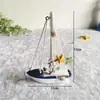 Nuevos accesorios para el hogar mediterráneo azul y blanco concha velero artesanía regalos barco liso