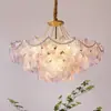 Lámpara de araña de lujo ligero para sala de estar francesa, flor de cinco pétalos creativa, lámpara de cristal de vidrio, moderna y simple para dormitorio, restaurante, lámparas Zhongshan