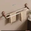 Ventosa Nogal Toallero Perchero de Almacenamiento Montado en la Pared para Baño sin Perforaciones Barra para Colgar Toallas Toallero de Baño