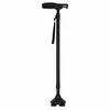 Venta al por mayor de fabricante bastón de T-handle de cuatro secciones con luz, bastón de cuatro patas para ancianos, bastón de cuatro patas de aleación de aluminio