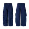 Calça Cargo Vintage High Street Desgastada Lavada para Homens com Design Plissado Moderno, Bolsos Grandes, Calça Larga Solta
