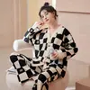 Pijama Nuevo Estilo Otoño e Invierno 2024 para Mujer Manga Larga Estilo Delgado Estilo Celebridad de Internet INS Venta Caliente Conjunto de Cárdigan Casual para el Hogar