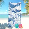 Toalla de Playa de Microfibra Estilo Simple Más Vendida Transfronteriza de Amazon para Vacaciones en la Costa, Toalla de Baño Ola del Océano Azul