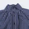 Moda feminina europeia e americana transfronteiriça ZA, popular no AliExpress, camisa listrada casual e versátil com gola alta