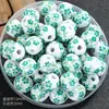 Suministro transfronterizo cuentas de porcelana azul y blanca agujero grande cuentas sueltas material tejido a mano aplique de cuentas cerámicas joyería pequeña DIY al por mayor