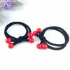 Banda de goma para el cabello estilo coreano, cuerda para la cabeza con 4 cuentas rojas, doble hebra, anudada, banda elástica alta para el cabello, joyería Yiwu