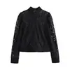 Fabricante de ropa de mujer transfronterizo al por mayor 2026 Estilo europeo y americano moderno casual encaje retazos botón arriba cuello mao camisa top