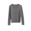 Cárdigan de lana de punto trenzado con cuello redondo y botones para mujer, diseño casual estilo coreano, color liso, manga larga, chaqueta versátil