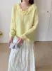 Outono e Inverno 2025 Novo Estilo Design Floral Tridimensional Estilo Doce e Gentil Suéter de Tricô Pulôver Solto para Mulheres