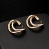 Estilo japonês e coreano 14K ouro brincos cor zircão clipe brincos simples orelha furos orelha dupla orelha fivela em forma de brincos em forma de C para as mulheres