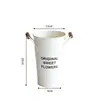 Balde de Flores de Hierro con Mango de Madera Beige Personalizado, Balde de Flores de Pie para el Hogar, Balde de Flores para Cultivo en Agua, Balde de Flores Profundo para Floristería