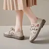 Sapatos de Salto Único Romanos para Mulheres Atacado Novo Verão Mais Vendidos Vazados Respiráveis Sapatos de Salto Único Sola Grossa Retrô Casual Tamancos Fechados