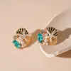 Aretes de Diamante de Resina Coloridos Estilo Medieval Europeo y Americano Collar Cadena Clavicular de Lujo Accesible Set de Joyería de Moda para Mujeres
