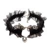 Collar de campana para mujer, collar de encaje, collar con correa para el cuello, gargantilla, cadena de clavícula, oreja de gato, collar pequeño Bell Meow