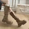 Botas de montar de estilo británico con suela gruesa, tacón grueso y hebilla para mujer, nuevo invierno 2026, versátiles de estilo vintage, que llegan por encima de la rodilla