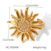 Anillo Abierto de Girasol en Oro de 18K Acero Inoxidable Joyería Transfronteriza Ins para Mujer, Joyería de Mano que No se Desvanece, Anillo Versátil de Acero de Titanio