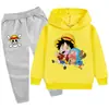 2025One Piece Estampado de Dibujos Animados Traje para Niños Sudadera con Capucha Sudadera + Pantalones Pb904