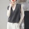 Chaleco con Cremallera sin Mangas para Primavera y Otoño 2025 Chaqueta de Punto para Mujer Estilo Corto Cardigan Cardigan Cuello Corazón Color Sólido Ropa de Mamá