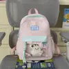 Bolsa Ita Transparente de Alto Valor con Lazo Bordado Dulce Japonés Mochila Color Block para Chica Estudiante Energética Bolso Escolar
