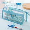 Estojo Transparente Estilo Coreano para Meninas Estojo Simples para Alunos do Ensino Fundamental e Médio Material Escolar Armazenamento de Grande Capacidade Estojo de PVC