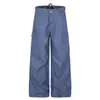 Pantalones de trabajo rectos desgastados estilo páramo para hombre, con un diseño único, múltiples bolsillos, corte holgado de pierna ancha, lavado vintage