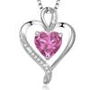 Collar explosivo transfronterizo de alta calidad en forma de corazón de Amazon para hombres y mujeres, con colgante de amor y cadena de clavícula con doce piedras de nacimiento.