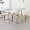 Mesa y Sillas de Comedor para Personal de Fábrica Escolar y Comedores de Supermercado Juego Integrado de Mesa y Sillas de Acero Inoxidable para 4, 6, 8 Personas