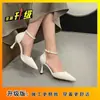 Sandalias de Tacón de Aguja con Correa Única, Punta Fina, Gamuza, Estilo Hada, Nuevo Estilo Coreano de Verano, Tacones Altos de Moda para Mujer, para Uso al Aire Libre 2026