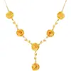Colar Vintage Dourado Floral Rosa para Mulheres, Luxo Leve, Requintado, Elegante, Delicado, Moderno, De Alta Qualidade, Fornecimento Direto Atacado