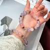 Pulsera Mushan Morada de Amatista Natural y Cristal Rosa, Pulsera de Piedras Preciosas Colorida, Estilo Dulce y Fresco, Joyería para Mejor Amiga