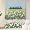 Campo de Trigo Verde Alta Definición Pintura a Chorro Pintura al Óleo Tren Departamento de Sanación Pintura Decorativa para Sala de Estar Pequeño Fresco Entrada Dormitorio Textura Colgante