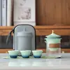 Juego de Té de Viaje Estilo Palacio Personalizado, Cerámica Creativa Conveniente de Una Tetera, Tres Tazas, Taza Rápida, Logo de Recuerdo
