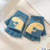 Guantes Calientes de Pollo de Dibujos Animados para Bebé Otoño e Invierno A prueba de Frío Engrosados Lindos para Niños y Niñas de Cinco Dedos Medio Dedo Tapa Abatible